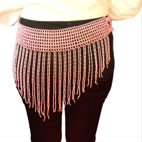 ❤️ Pink Beaded Belly Dancing Belt NEW 2 Available - Picture 3 of 5